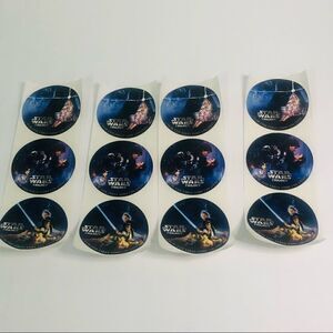 2004 Star Wars trilogy lot of 12 stickers round 3” first time on dvd 3 designs